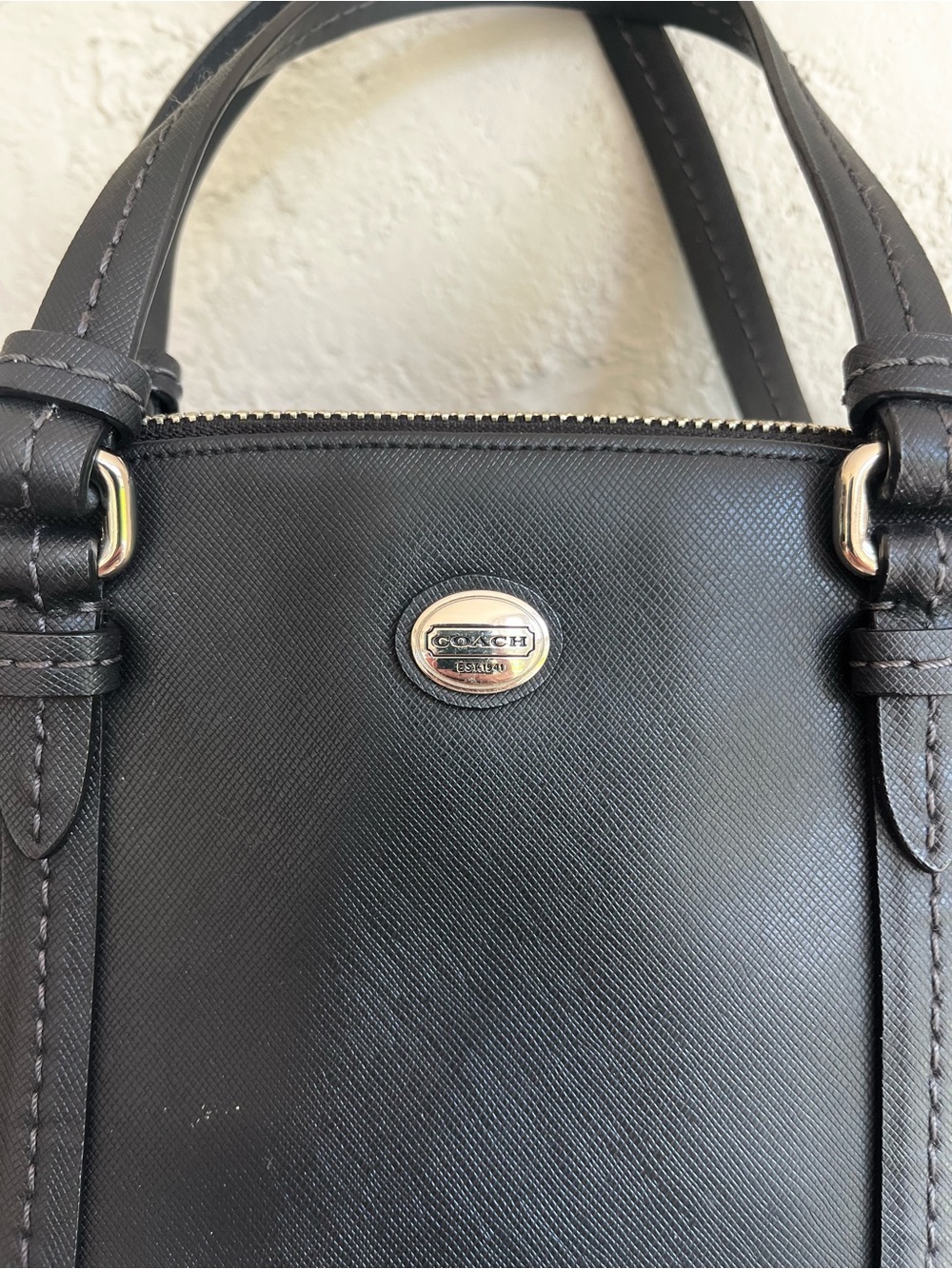 Coach Black Leather Dome Satchel Large Structured Tote Bag - Picture 3 of 13